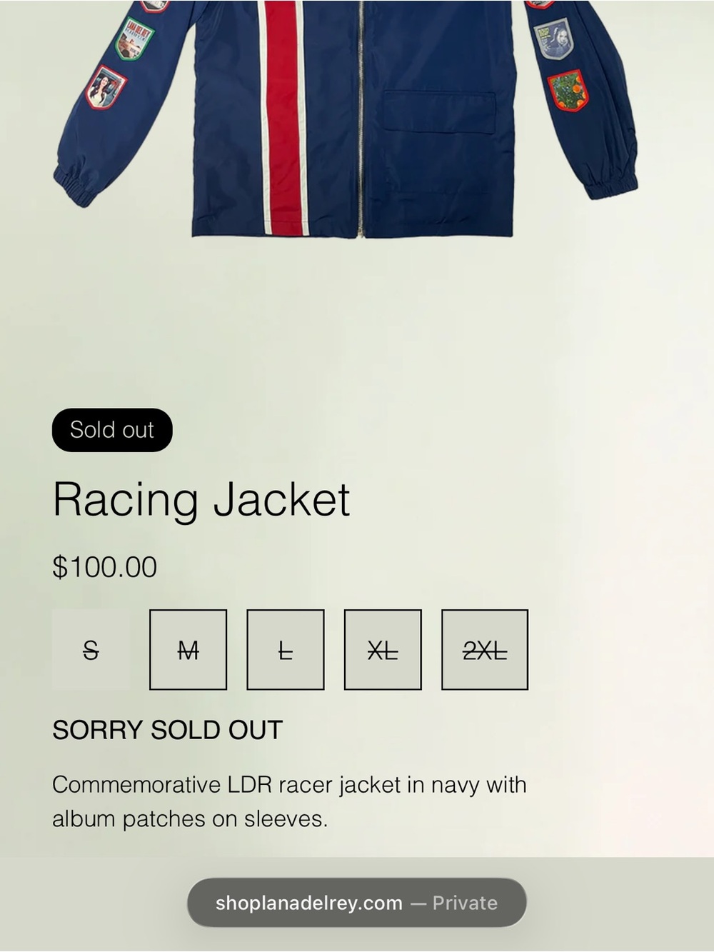 Authentic Lana Del Rey Racing Jacket - Picture 2 of 2